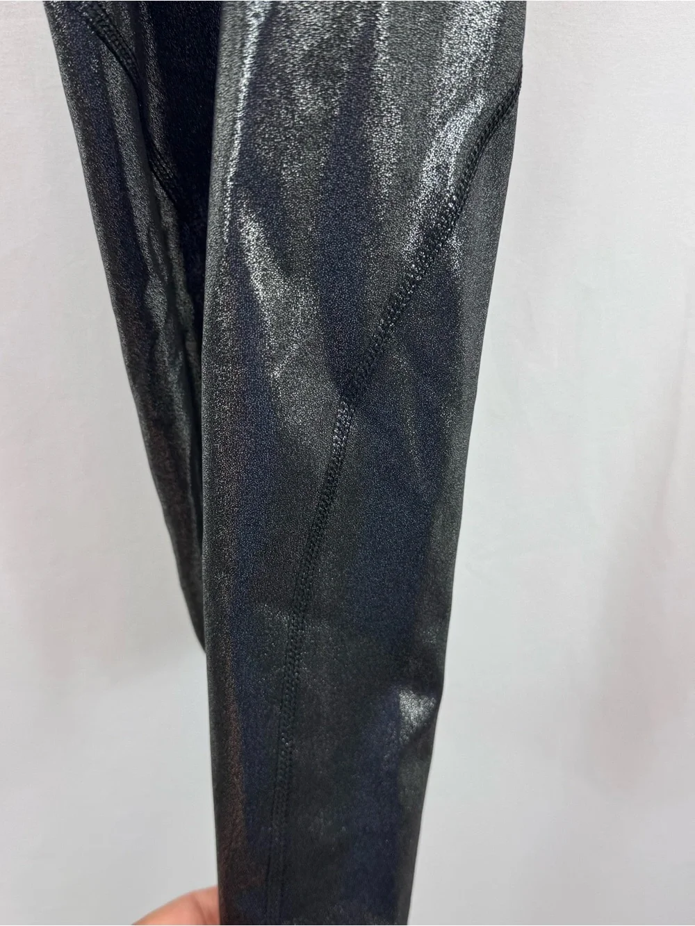 Stella McCarthy adidas Shiny High-Waist Leggings in Metallic Silver Workout XXS